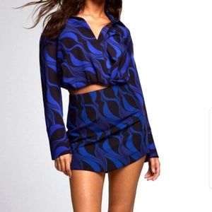 Zara pleated printed mini skirt